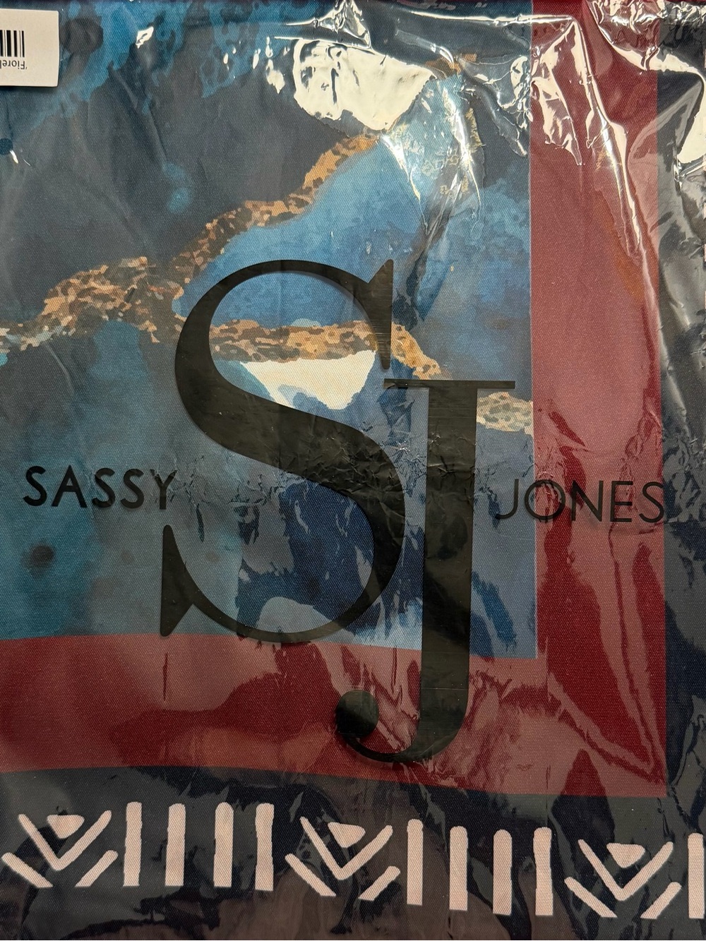 Sassy Jones Blue and Burgundy Fiorella Oversized Scarf 51 x 51